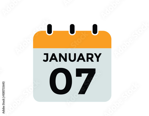 January 7 Calendar Day or Calender Date for Deadlines or Appointment. calendar date icon on white background.
