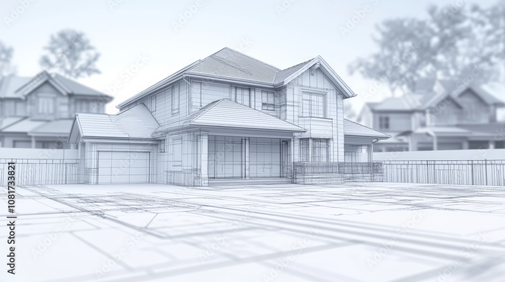 A close-up of architectural blueprints and construction plans for a residential housing project, showcasing the intricate design and planning process A close-up of architectural blueprints and construction plans for a residential housing project, showcasing the intricate design and planning process