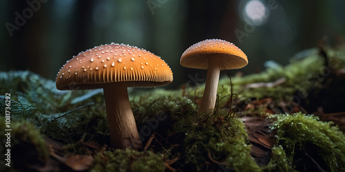 cool mushroom in the forest, created by Generative AI