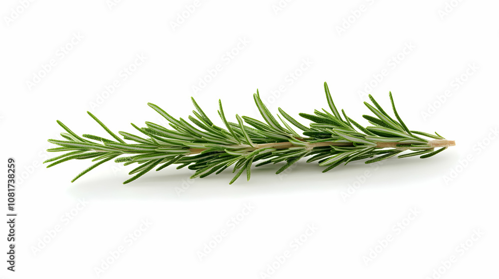 Fresh Rosemary Sprig Isolated on White Background: A Culinary Herb Image Fresh Rosemary Sprig Isolated on White Background: A Culinary Herb Image