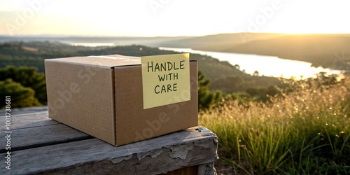 Fragile Delivery Box, Handle with Care Landscape Scene