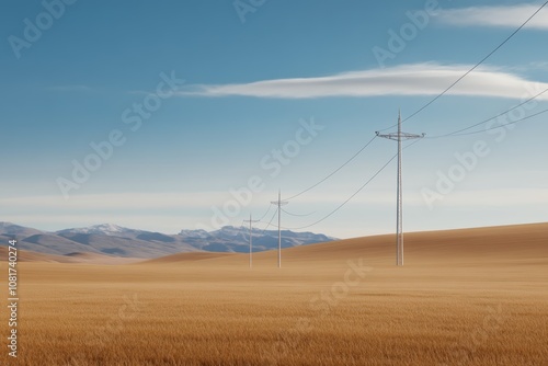 High-voltage transmission lines spanning rural landscapes, connecting regions with growing energy stock and modernized infrastructure