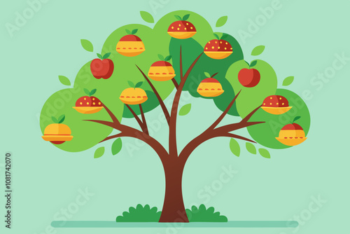 A burgers tree vector art illustration  photo