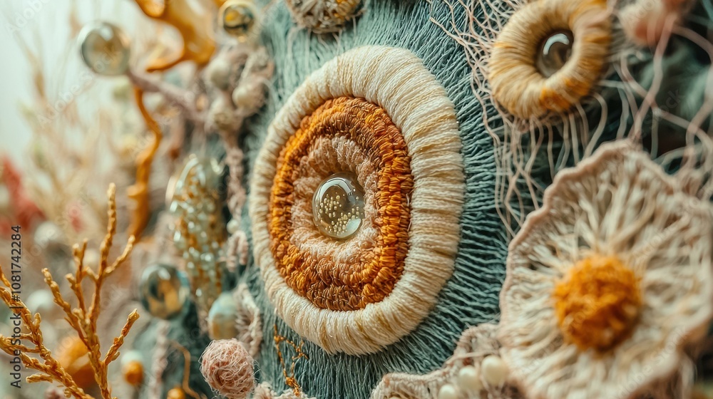 A close-up view of a colorful and intricate embroidery design. AI. A close-up view of a colorful and intricate embroidery design. AI.