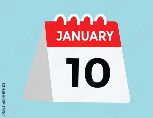 January 10 Calendar Day or Calender Date for Deadlines or Appointment. calendar date icon on white background.
