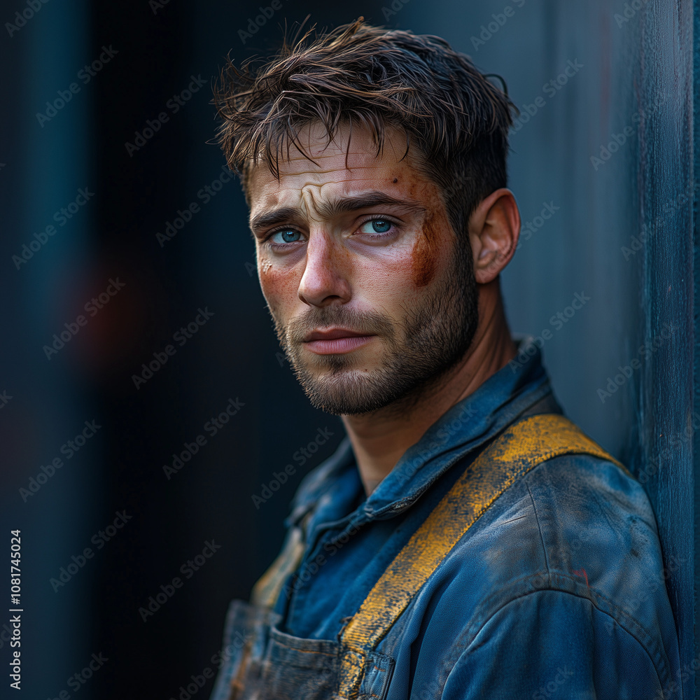 A close up of a young handsome mechanic A close up of a young handsome mechanic