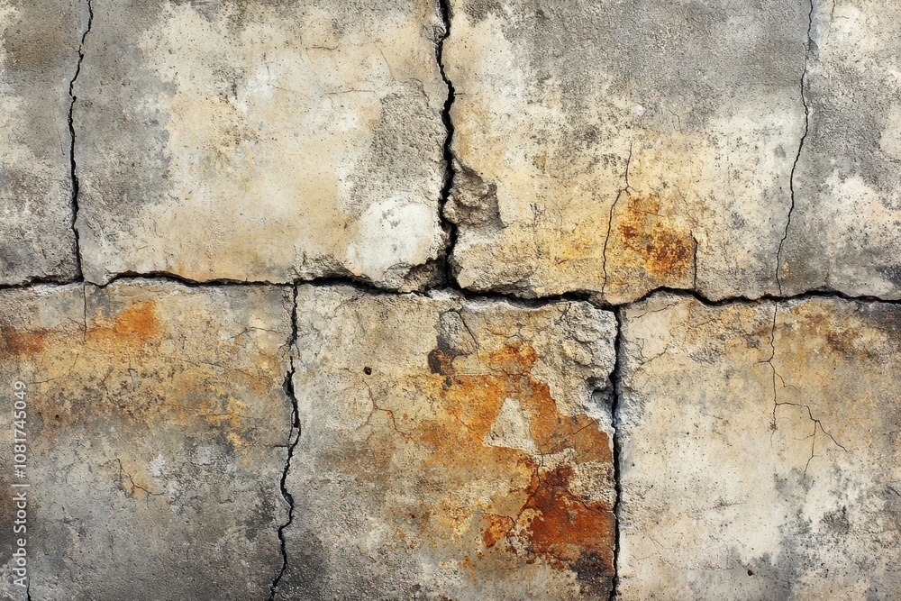 Close-up photo of cracked wall. This image is suitable for backgrounds or to portray themes of age, decay, or neglect. Close-up photo of cracked wall. This image is suitable for backgrounds or to portray themes of age, decay, or neglect.