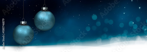 Glänzend Blaue Weihnachtskugel am Band