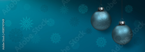 Glänzend Blaue Weihnachtskugel am Band