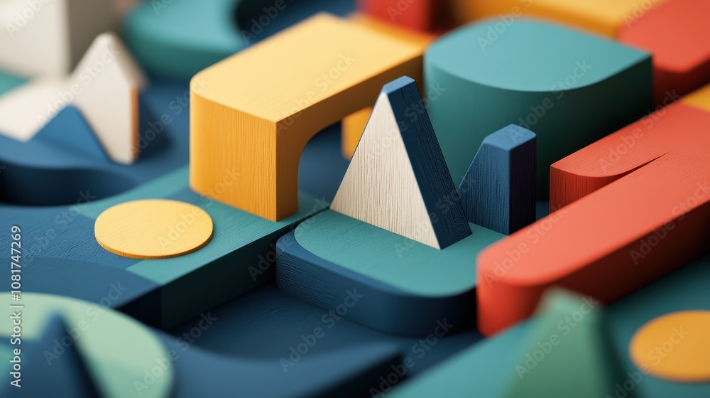 Vibrant abstract sculpture geometric shapes like cylindrical pillars and angular prisms. its harmonious color palette and smooth textures create visual appeal, ideal for modern design. Vibrant abstract sculpture geometric shapes like cylindrical pillars and angular prisms. its harmonious color palette and smooth textures create visual appeal, ideal for modern design.