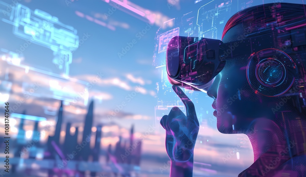 People wearing VR glasses People wearing VR glasses