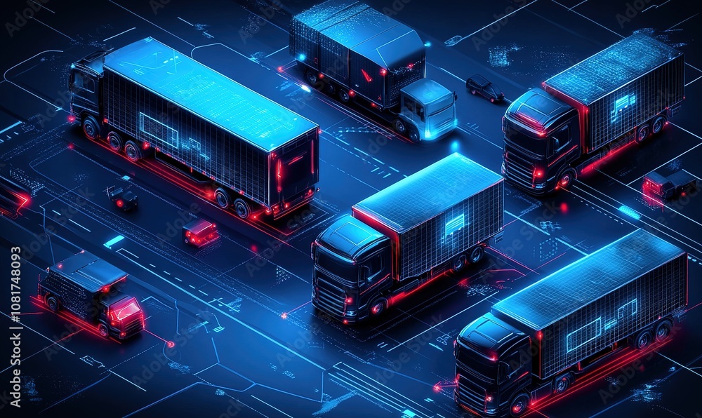 Creative Abstract Marketing Background Featuring Efficient AI Logistics Warehouse and Distribution Center in an Isometric 3D Illustration, Showcasing Modern Transportation Solutions with Innovative De Creative Abstract Marketing Background Featuring Efficient AI Logistics Warehouse and Distribution Center in an Isometric 3D Illustration, Showcasing Modern Transportation Solutions with Innovative De