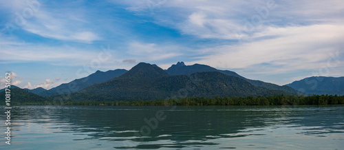 aerial view of daik mountain, daik lingga, riau island