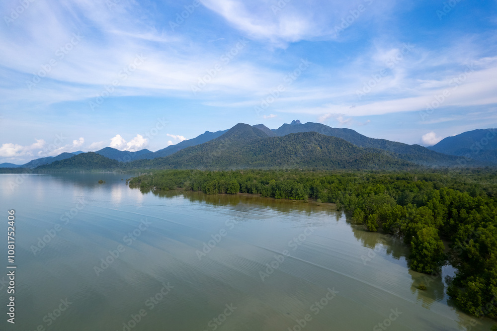 aerial view of daik mountain, daik lingga, riau island aerial view of daik mountain, daik lingga, riau island