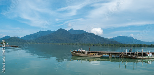 aerial view of daik mountain, daik lingga, riau island