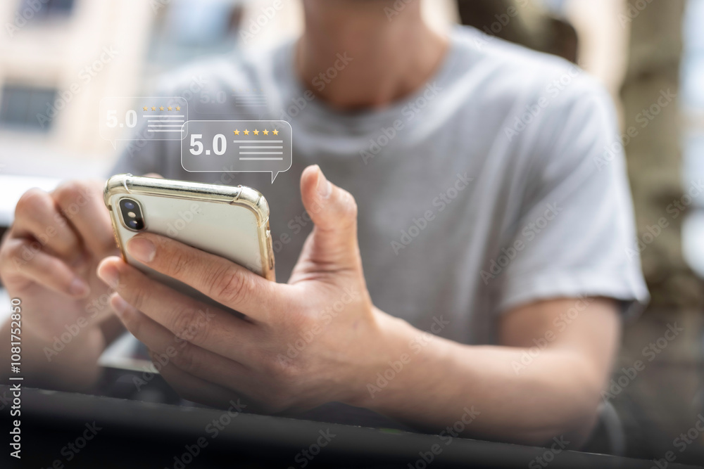 rating to service experience on online application for Customer review satisfaction feedback survey concept. rating to service experience on online application for Customer review satisfaction feedback survey concept.