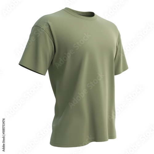 A sage plain t-shirt shown from the side for a mockup. transparent background