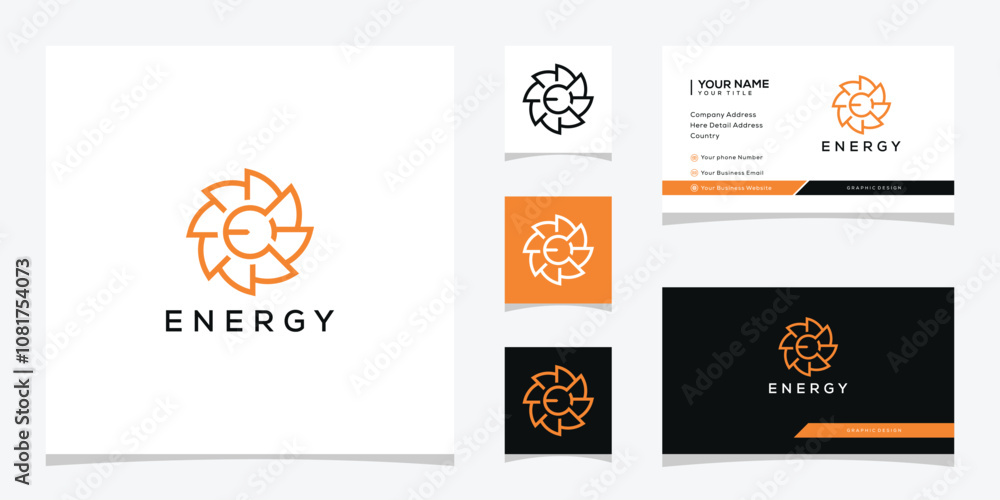 Fototapeta premium Energy logo design template, with letter E abstract circle vector icon graphic