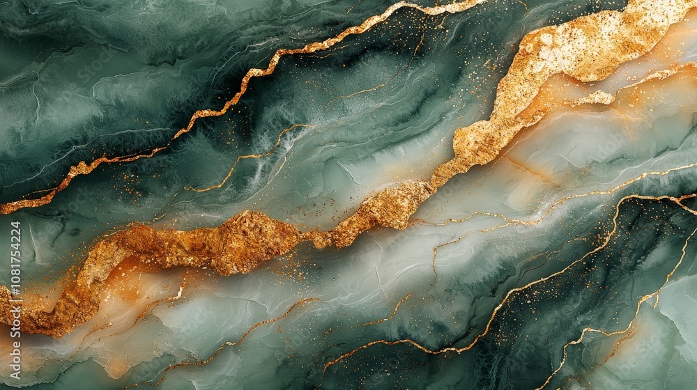Abstract design featuring green and gold textures, ideal for backgrounds or artistic projects. Abstract design featuring green and gold textures, ideal for backgrounds or artistic projects.