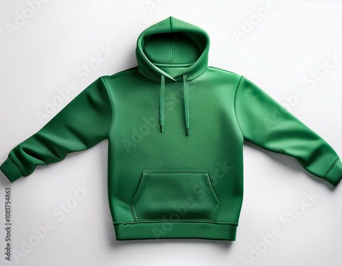 spread out blank hoodie sweatshirt color green front view on white background