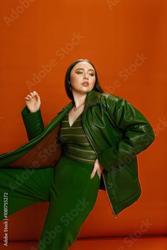 Model in Green Attire