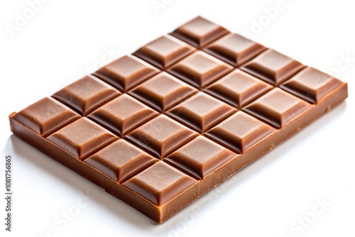 Close-up of milk chocolate squares isolated on white background