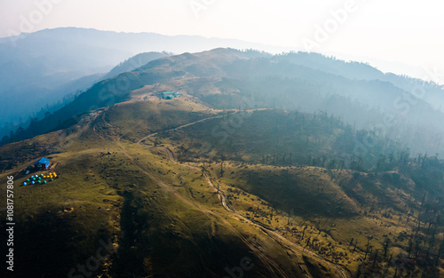 aerial view of mountain hill in Nepal.