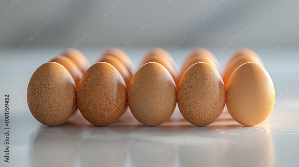 Minimalistic Display of Chicken Eggs on a Clean White Background Minimalistic Display of Chicken Eggs on a Clean White Background
