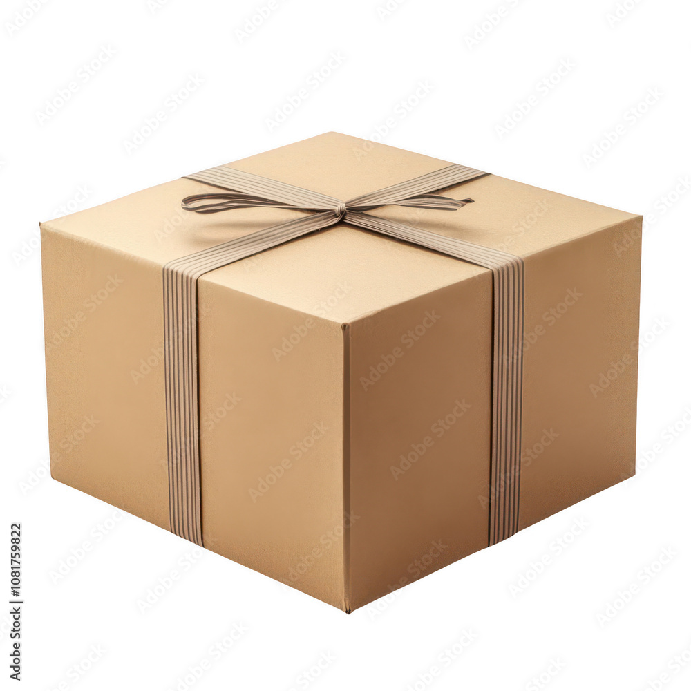 simple brown gift box with ribbon, perfect for any occasion isolated on transparent background. simple brown gift box with ribbon, perfect for any occasion isolated on transparent background.