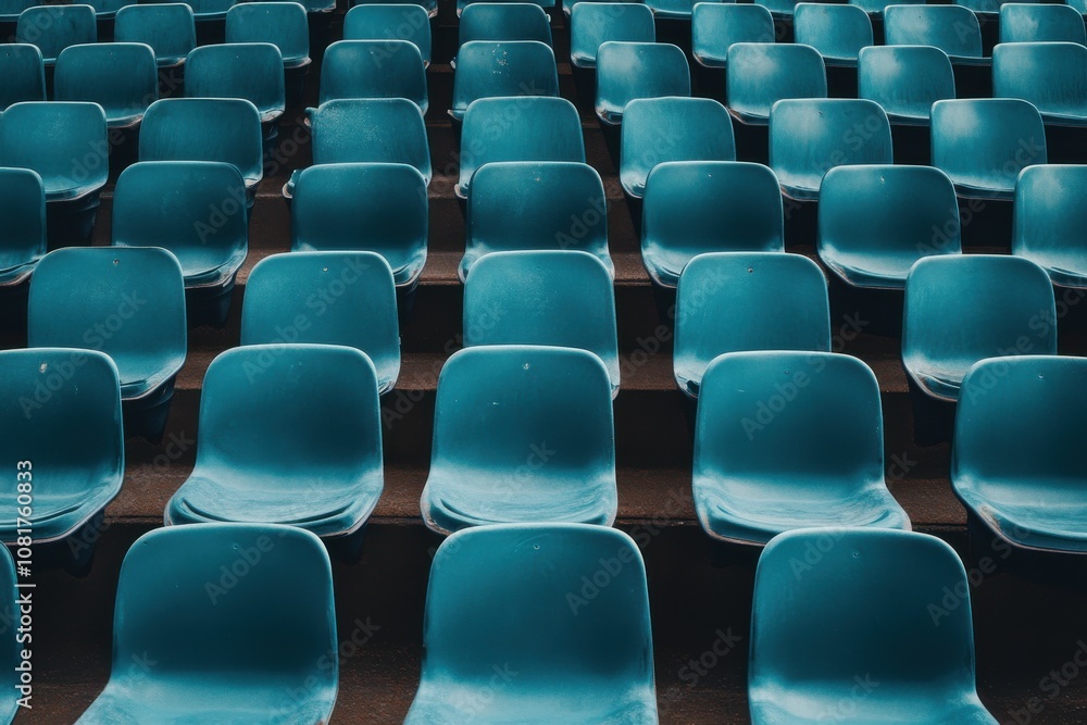 Naklejka premium Empty Football Stadium with Rows of Seats for Event Planning