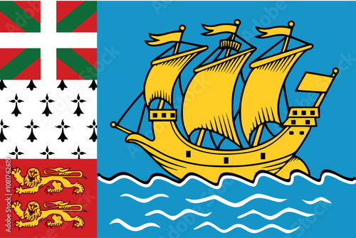 Saint Pierre And Miquelon Flag Illustration