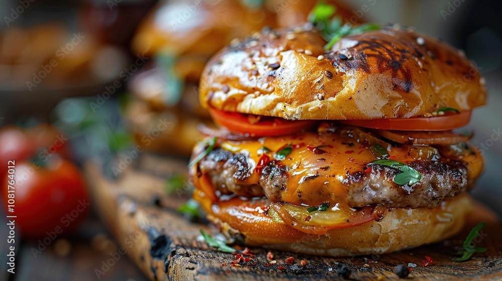 Appetizing Burger Close-Up Perfect for Commercial Food Photography Campaigns Appetizing Burger Close-Up Perfect for Commercial Food Photography Campaigns