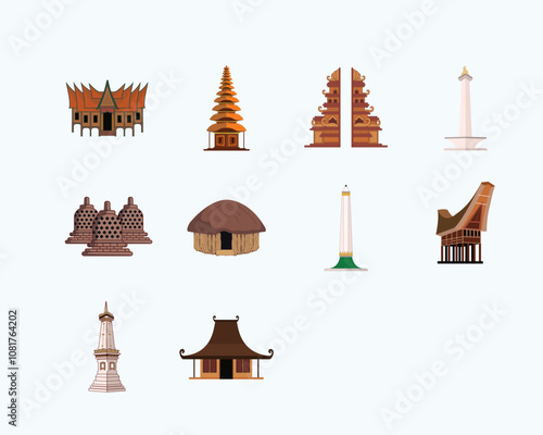 Illustration of Traditional Indonesia Architecture 
