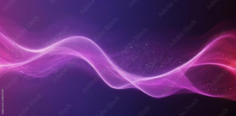 Abstract digital art with dark purple background, featuring floating white dots and dynamic pink and purple wave pattern. Abstract digital art with dark purple background, featuring floating white dots and dynamic pink and purple wave pattern.