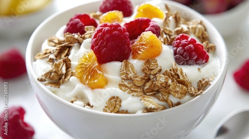 Bowl of yogurt and fruit muesli