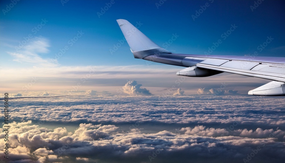 Fototapeta premium Airplane in the sky over a cloudy sky