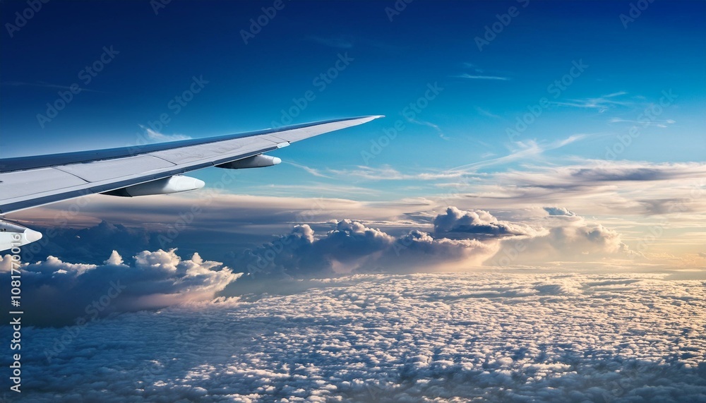 Airplane in the sky over a cloudy sky Airplane in the sky over a cloudy sky