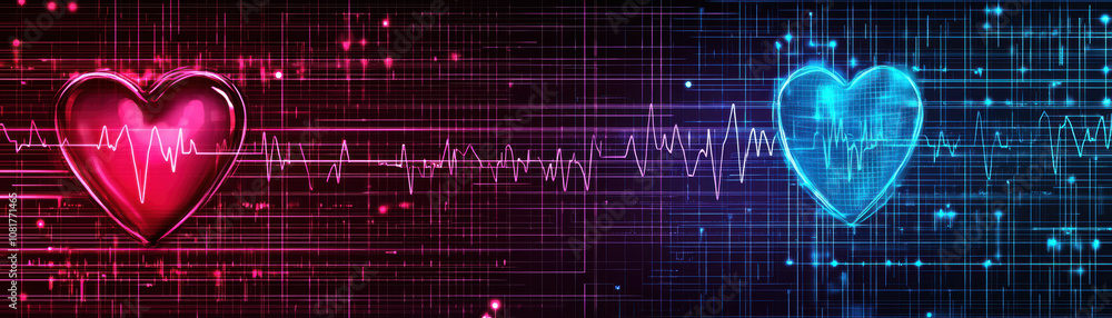 Digital heartbeats in pink and blue colors symbolize love and connection. vibrant colors and heartbeat lines create modern, sleek design that evokes emotions of passion and harmony Digital heartbeats in pink and blue colors symbolize love and connection. vibrant colors and heartbeat lines create modern, sleek design that evokes emotions of passion and harmony