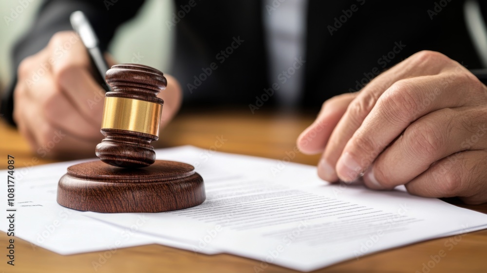 Businessman hand stamping document with stamp on desk in office, close-up of businessman's hands using rubber stamp for paperwork Businessman hand stamping document with stamp on desk in office, close-up of businessman's hands using rubber stamp for paperwork