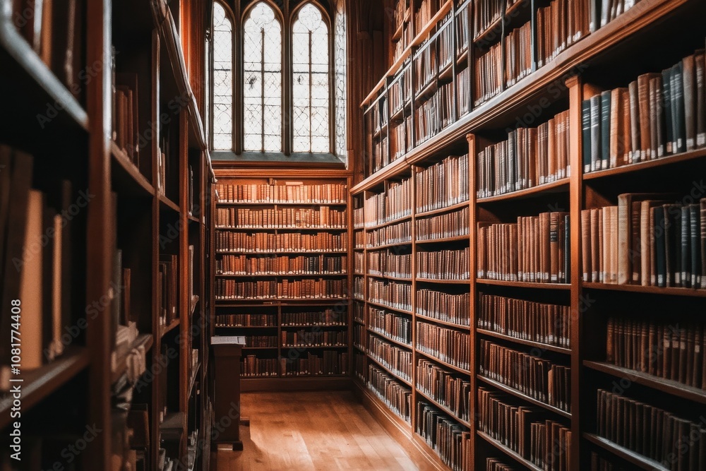 Fototapeta premium Majestic Library Interior Showcasing Grand Architecture