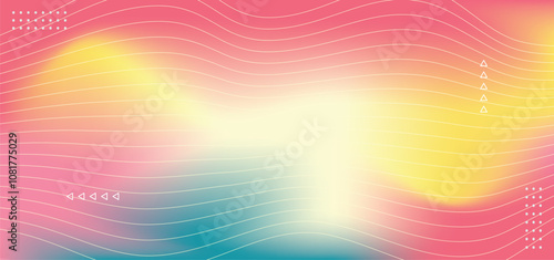 Light Multicolor blue,pink ,white and yellow color with wavy lines. Abstract illustration background with curved lines and gradient.Vector