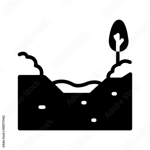 Vector solid black icon  for Floodplain