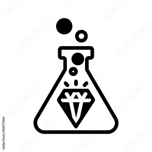 Vector solid black icon  for Lab grown diamond
