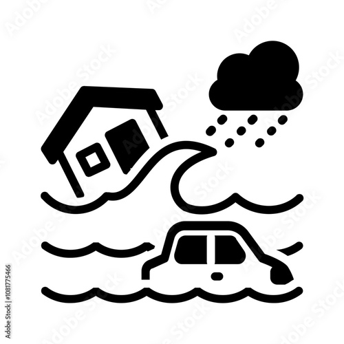 Vector solid black icon  for Flood
