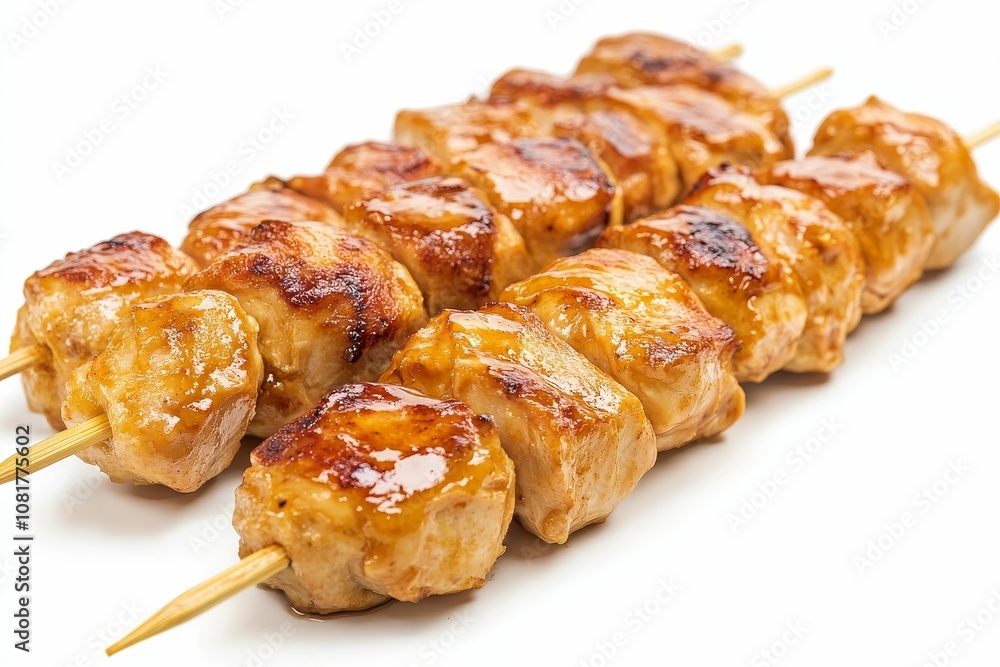 Grilled chicken skewers with glaze. Grilled chicken skewers with glaze.