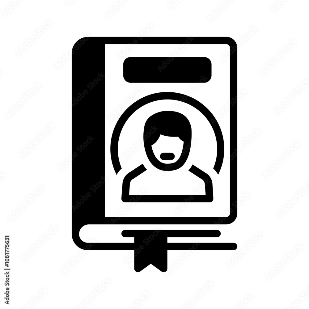 Vector solid black icon for Biography Vector solid black icon for Biography