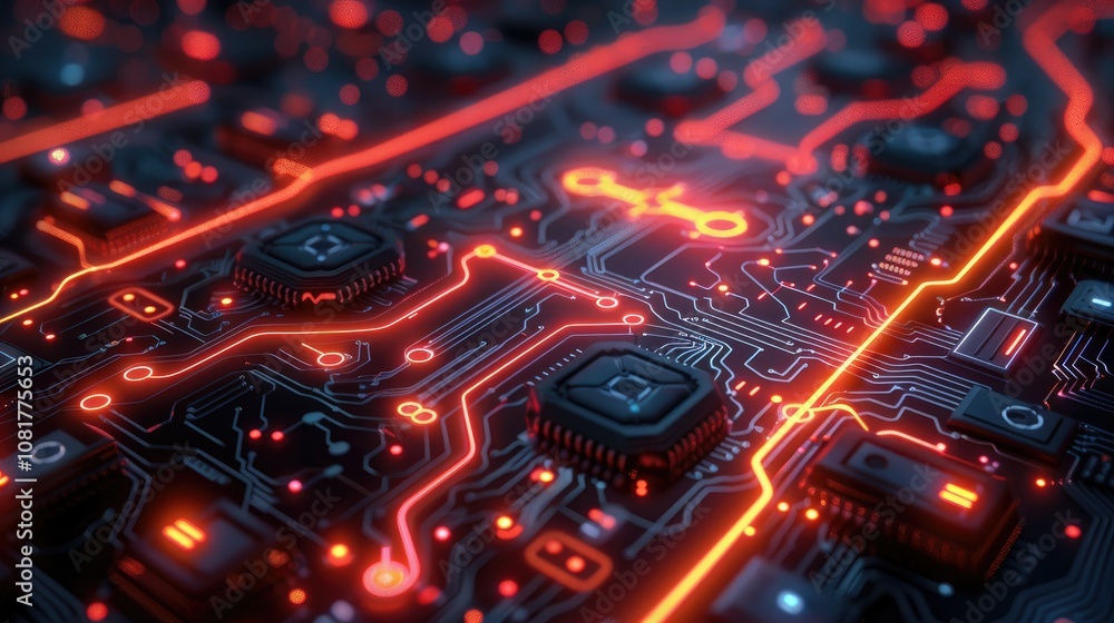 High-tech neon circuit board design High-tech neon circuit board design