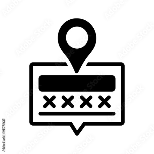 Vector solid black icon  for Zip code photo