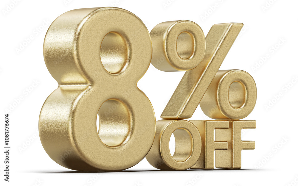 Discount 8 Percent Off Sale Gold Number 3D Discount 8 Percent Off Sale Gold Number 3D