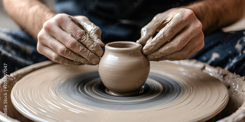 Creating pottery artisan studio crafting process indoor workspace close-up view artistic expression Creating pottery artisan studio crafting process indoor workspace close-up view artistic expression